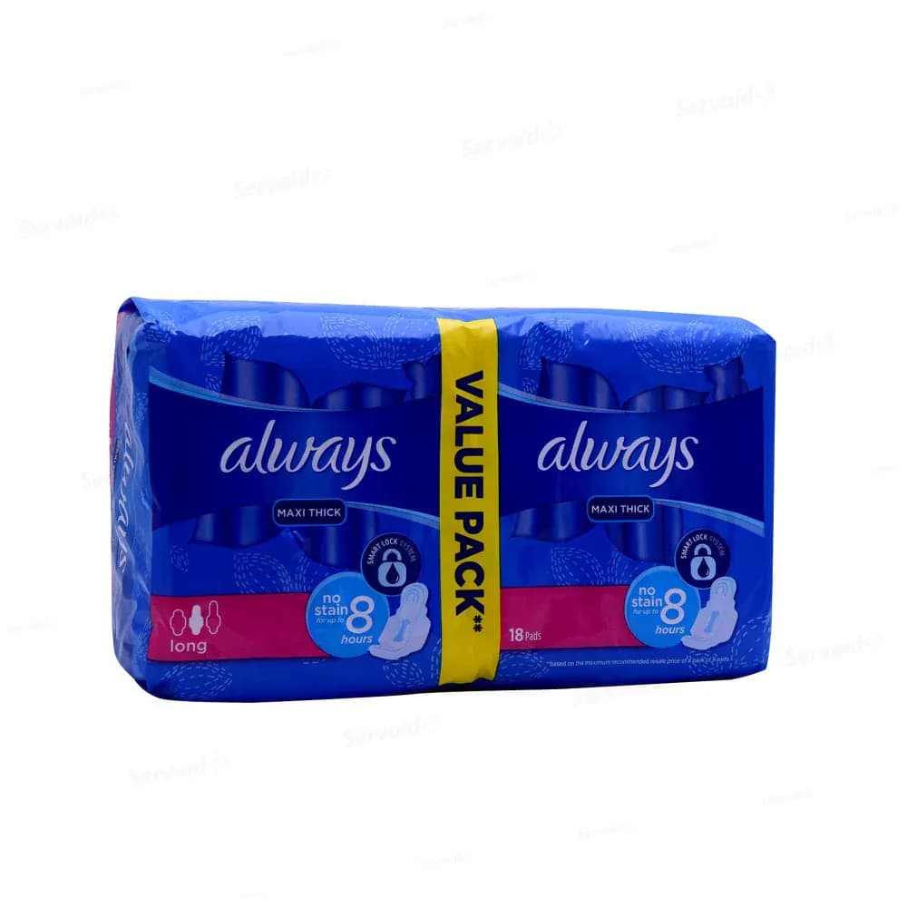 Always Clean & Dry Maxi Thick Large Wings 18 Pads