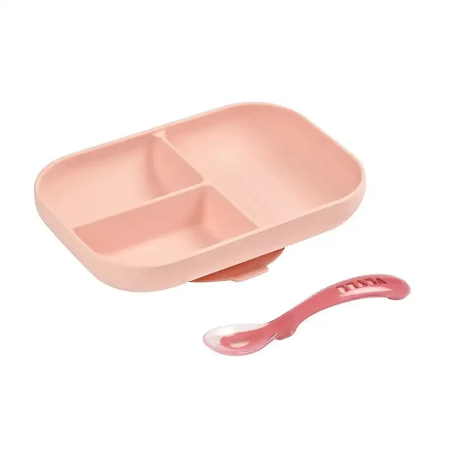 Beaba Silicone Suction Divided Plate (Pink)