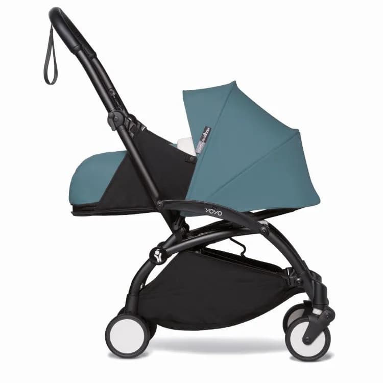 Babyzen Yoyo 0+ Stroller - Black Frame With Newborn Pack 0+ (Aqua)