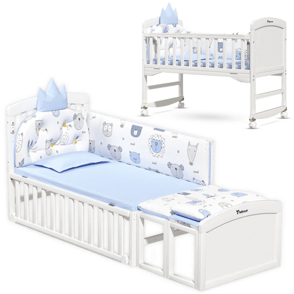 Teknum - 7-In-1 Convertible Bedside Crib & Kids Bed With Mattress