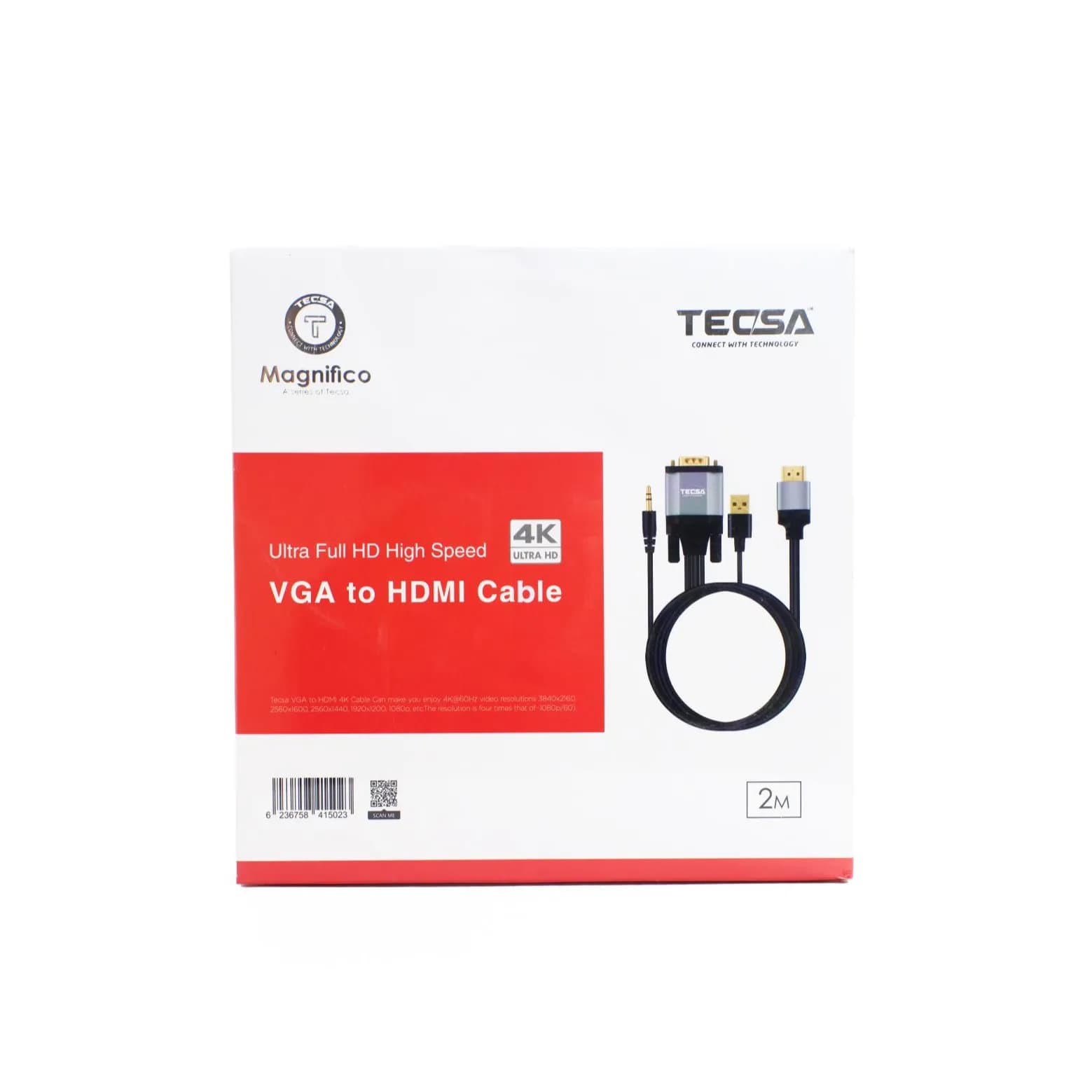 Tecsa Vga To Hdmi Cable 4K 2M