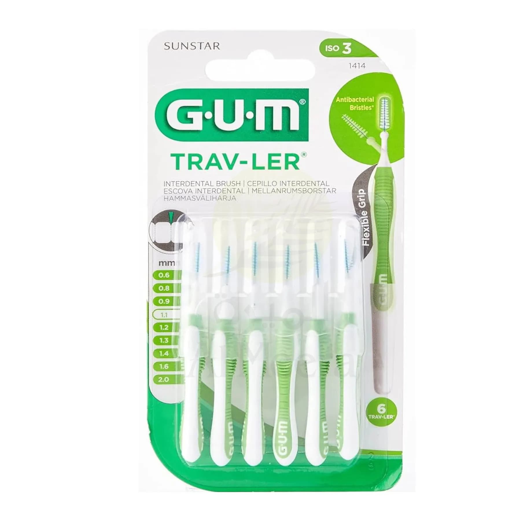 Gum Trav-Ler Green Plaque Removal Interdental Brush No.3, 6S