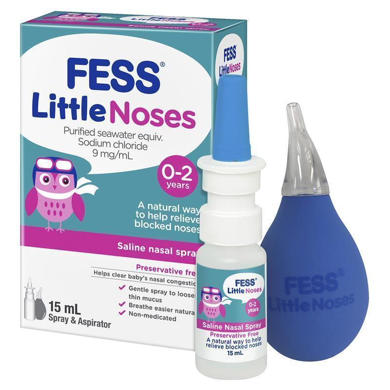 Fess Little Noses Saline Nasal Spray & Aspirator - 15Ml