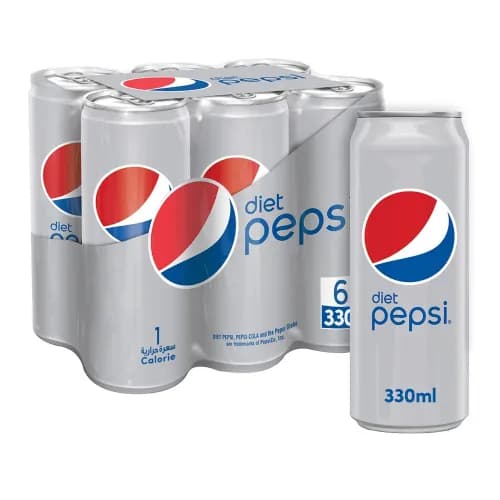 Pepsi Diet Carbonated Soft Drink Cans, 6X330Ml