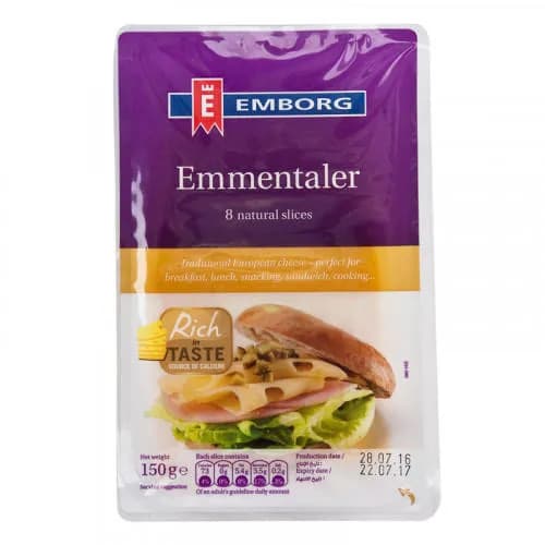 Emborg Emmental Cheese Slices, 150G