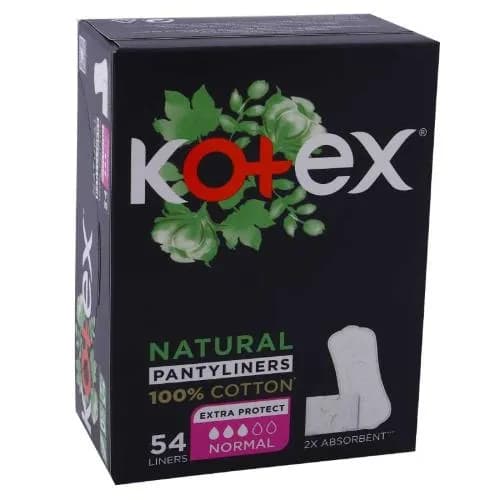 Kotex Natural Normal Unscented Panty Liners, 54 Pieces