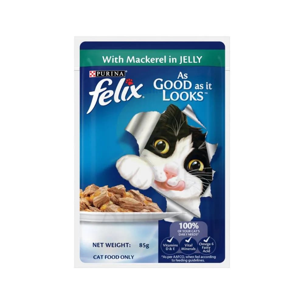 Purina Felix As Good As It Looks Mackerel In Jelly, 85G