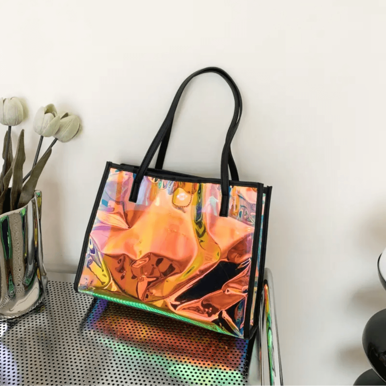 BLACK NEON BEACH BAG