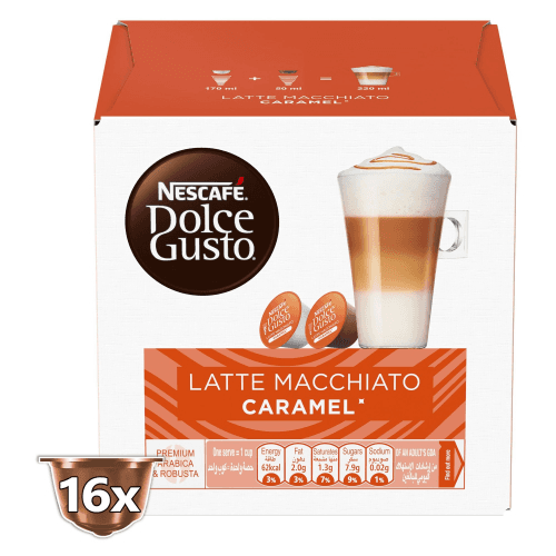 Nescafe Dolce Gusto Latte Caramel Macchiato Coffee, 16 Capsules