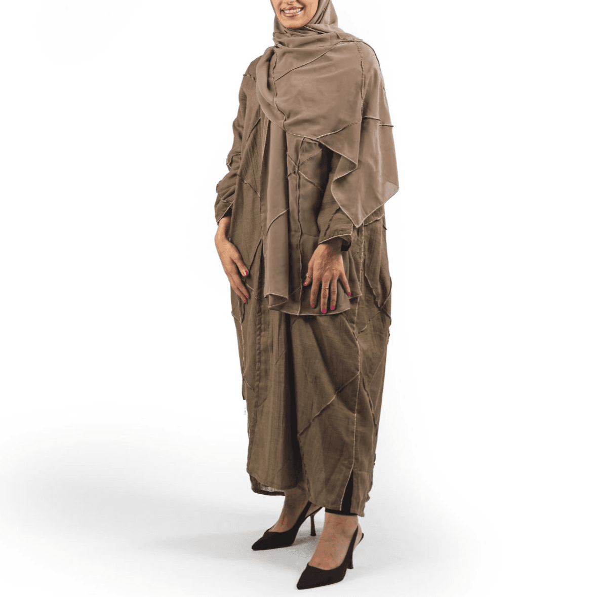 Masnouri Line Abaya (Size 56 ) Olive Color