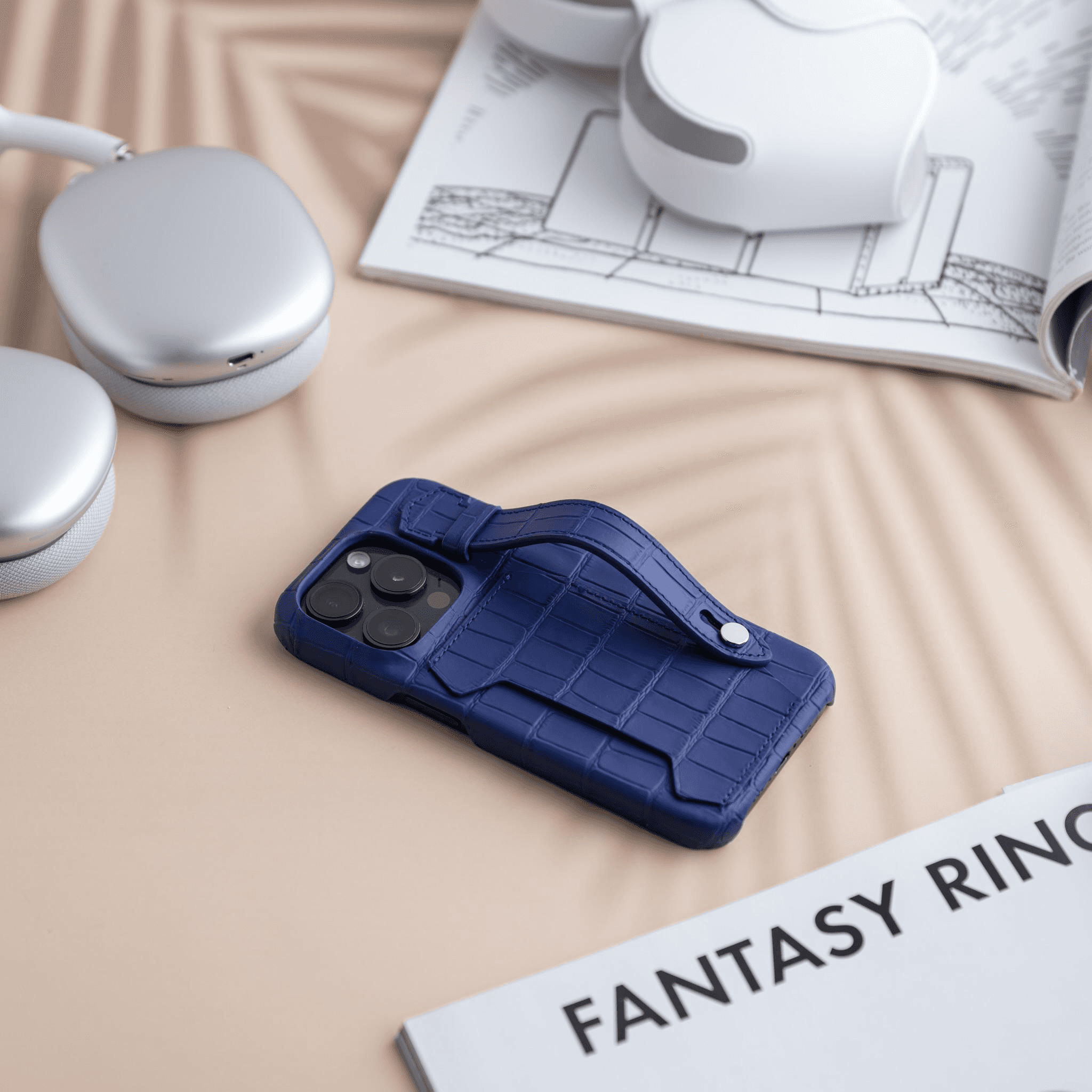  Leather Case For iPhone15 Pro   - blue