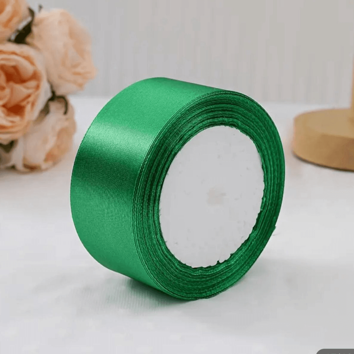 Satin Ribbon - Green 22 Meters length x1 inch width