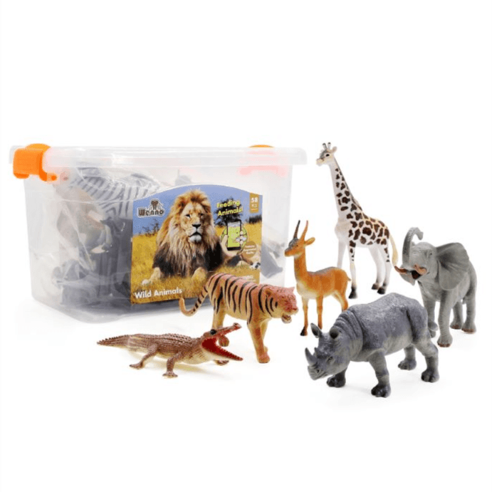 Wenno Wild Animals Playset In Bucket - 58 Pcs