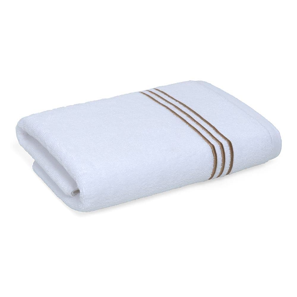 Hotel Embroidery Bath Towel, White & Gold - 500 Gsm, 140X70 Cm