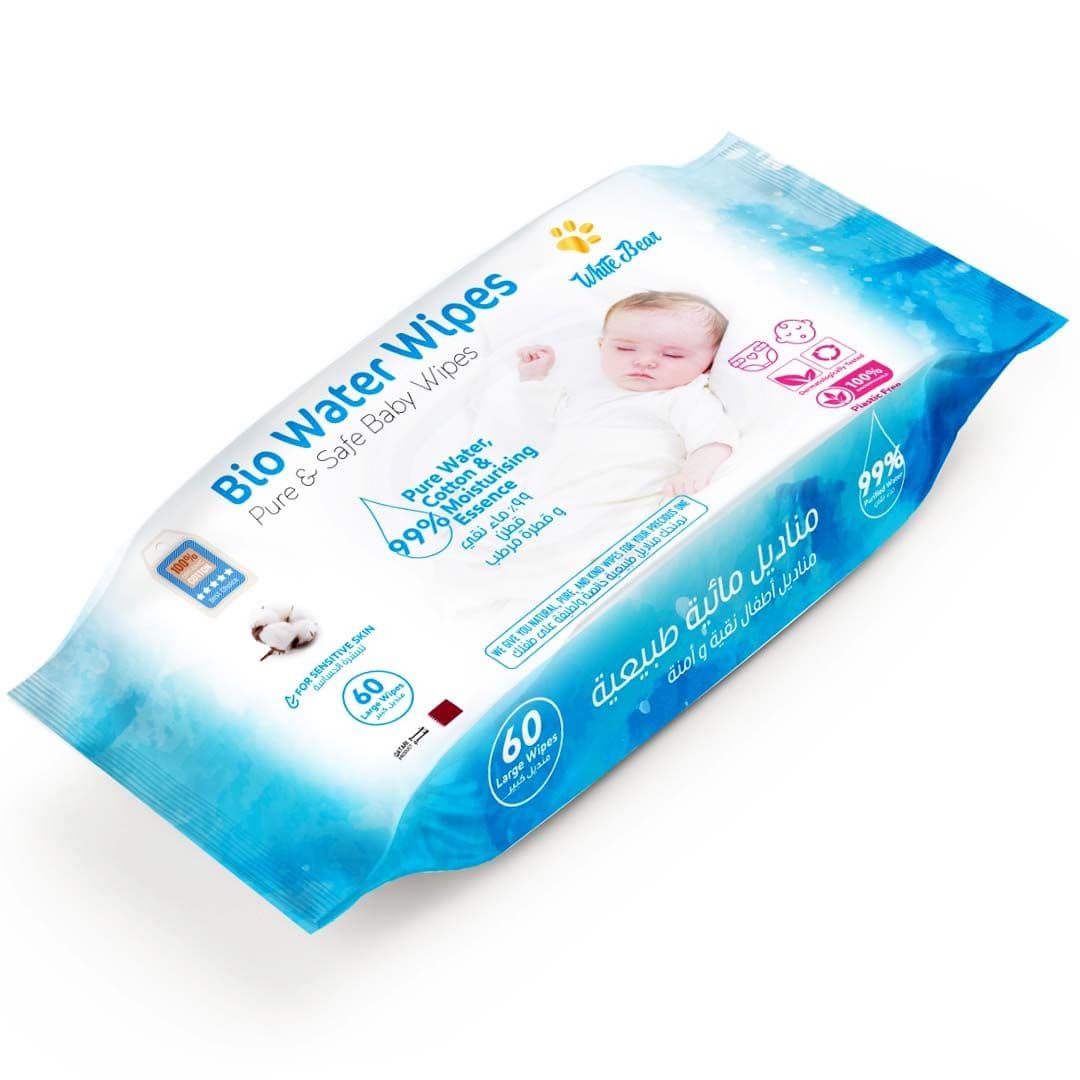 White Bear Bio Water Wipes  60`S 