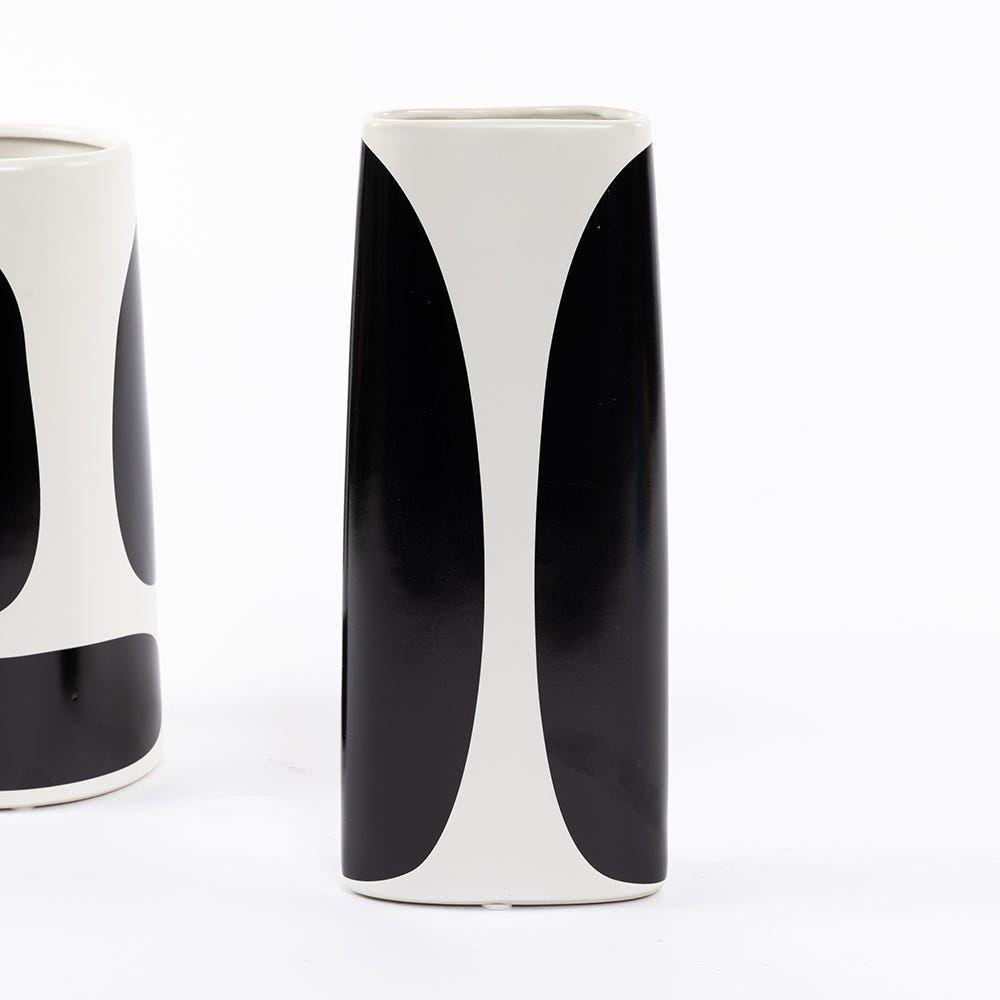 Ink Ceramic Vase, Black & White - 12.5X30 Cm