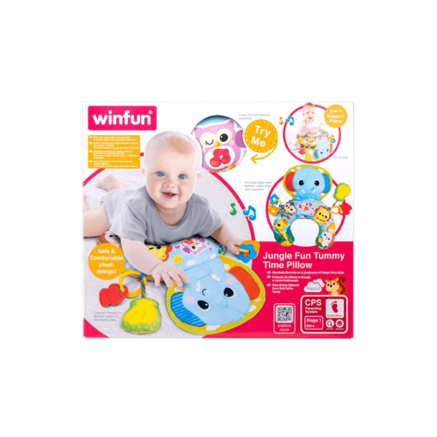 Winfun Jungle Fun Tummy Time Pillow