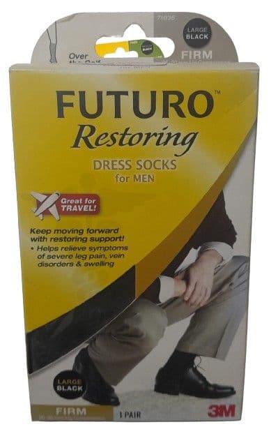 Futuro Restoring Dress Socks For Men Large Black Firm 1Pair