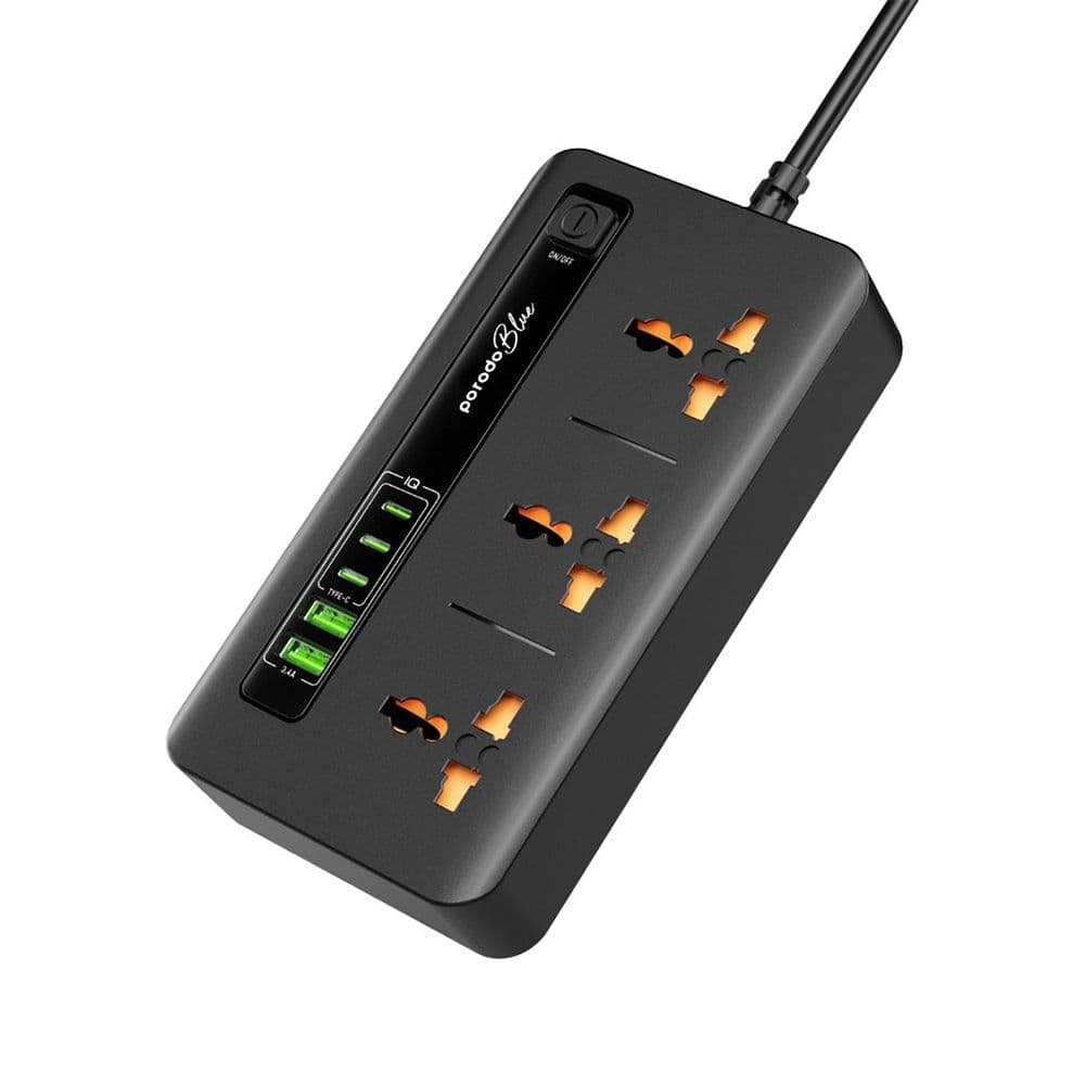 Porodo Blue Multi-Port Power Hub Black