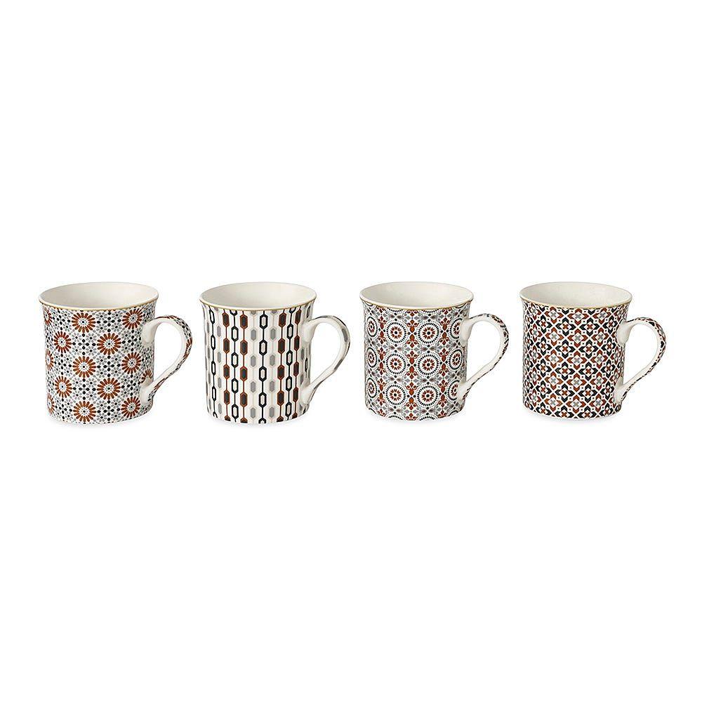 Geoethnic China Mugs, Multicolour - 300Ml, Set Of 4