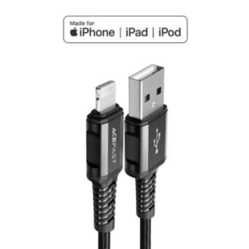 Usb - A To Lightning Aluminum Alloy Charging Data Cable 1.2 Mtr - Acefast C1-02
