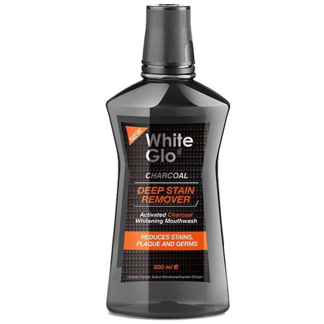 White Glo Charcoal Deep Stain Remover Mouthwash 500 Ml 