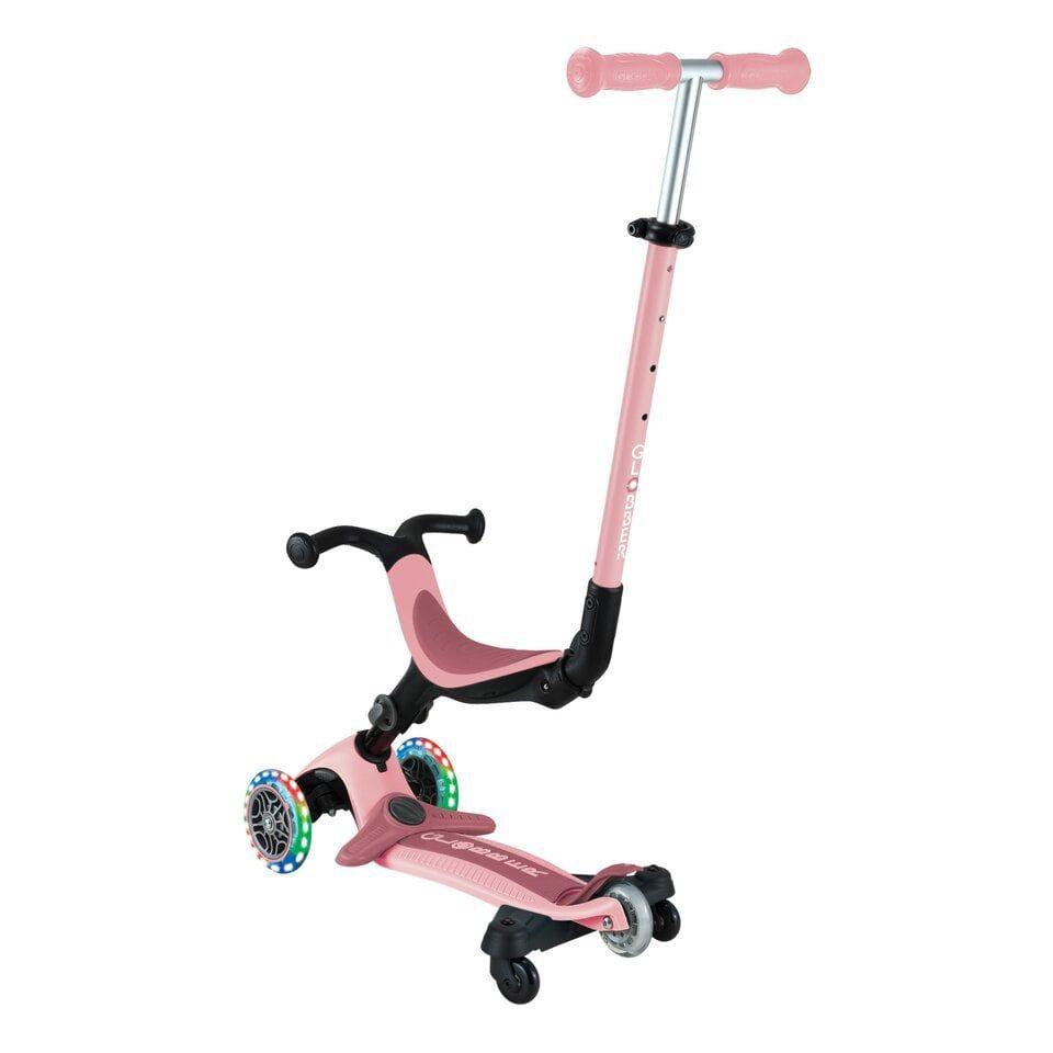 Globber Go Up Active Lights 3-Wheel Foldable Kick Scooter In Pastel Pink