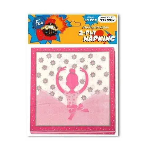 Fun 2 Ply Napkin 33X33 10Pcs Ballerina Pink