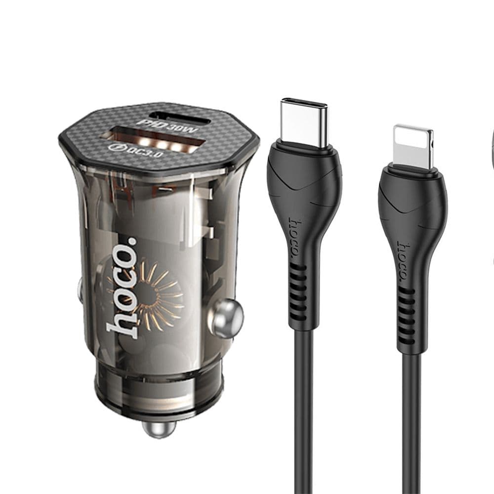 Hoco Dz16 Port Fast Charging Car Charger With C To Lightning Cable