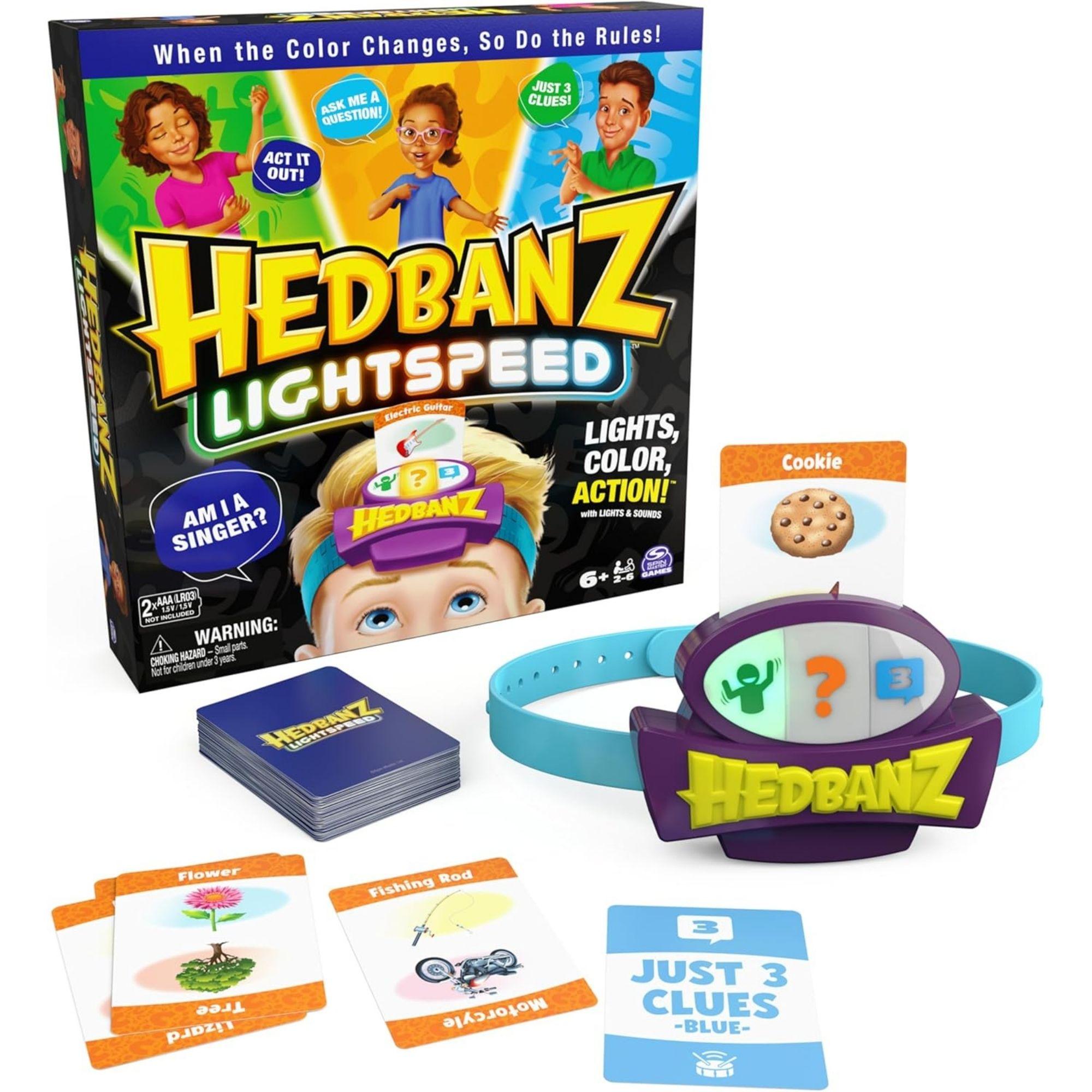 Hedbanz Lightspeed Game With Lights & Sounds Family Game (74 Pieces)