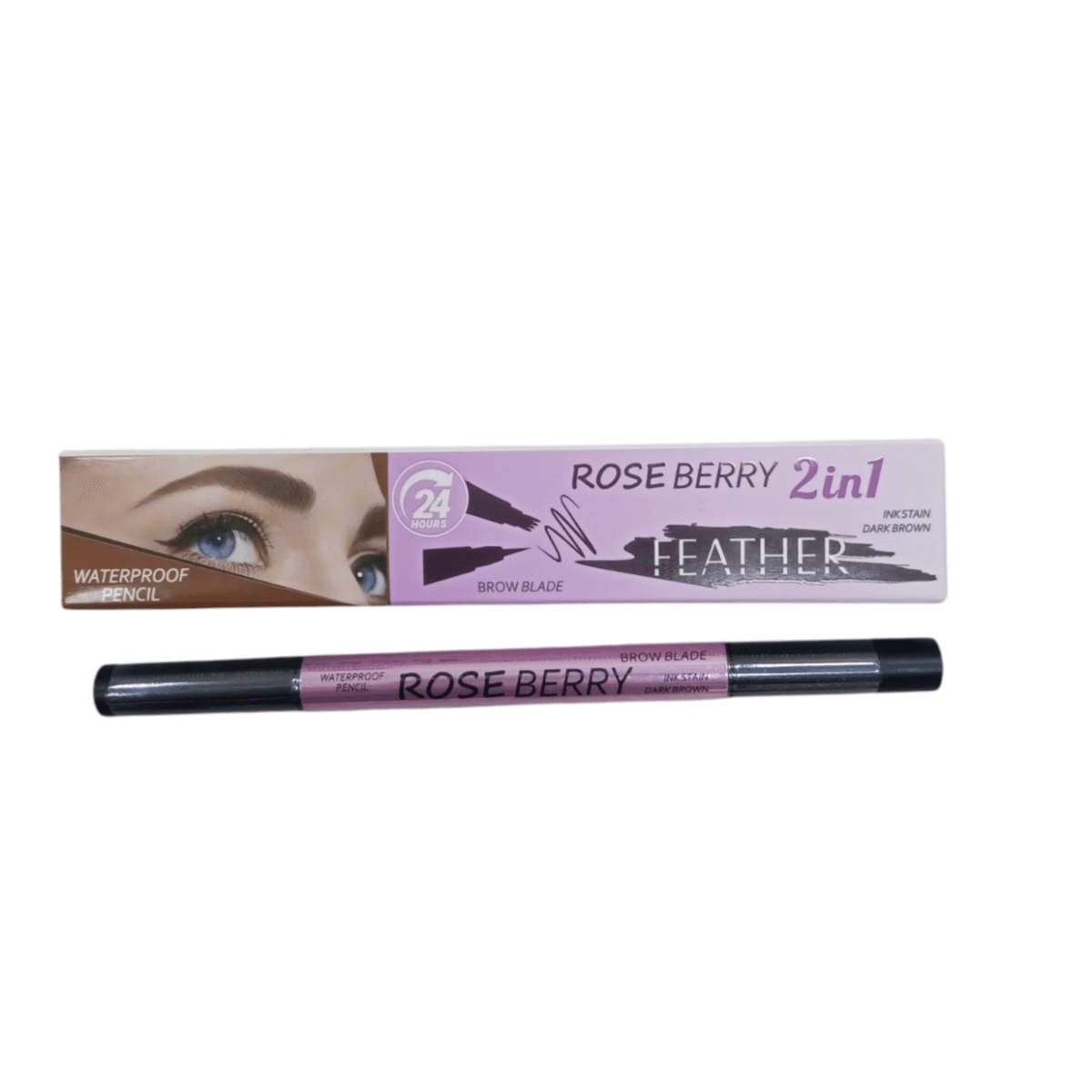 Rose Berry 2 In 1 Brow Blade Ink Stain Waterproof Pencil Dark Brown