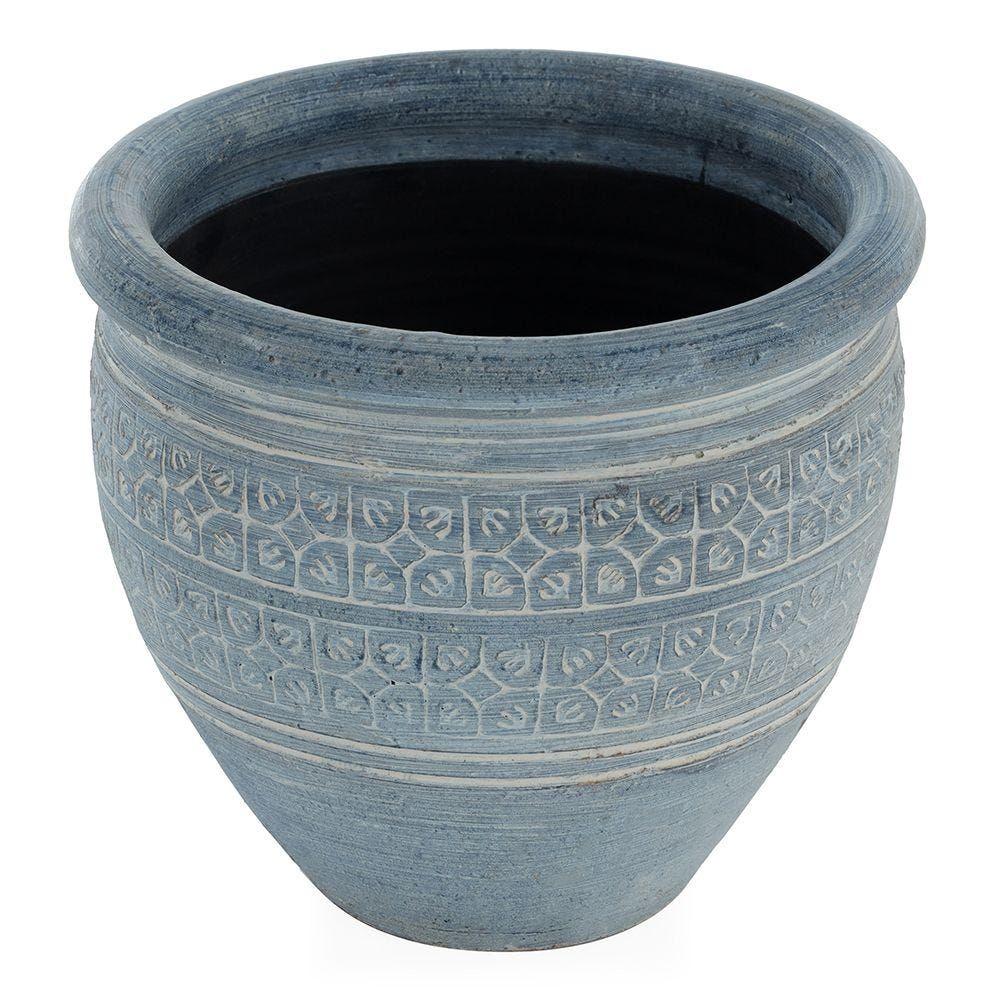 Earthenware Plant Pot, Blue Â€“ Small