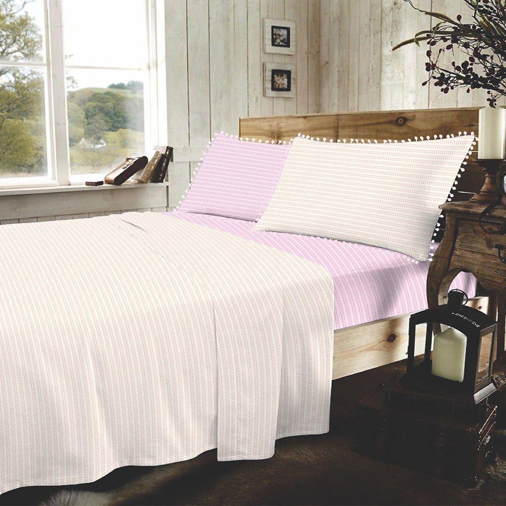 Frida King-Sized Flat Sheet Set, Pink - 255X274 Cm