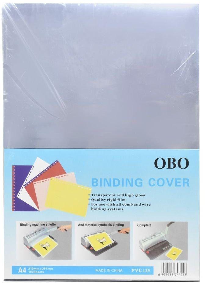 Cover Binding Pvc 125 Micron A4 Clear, 100/Pack - Obo