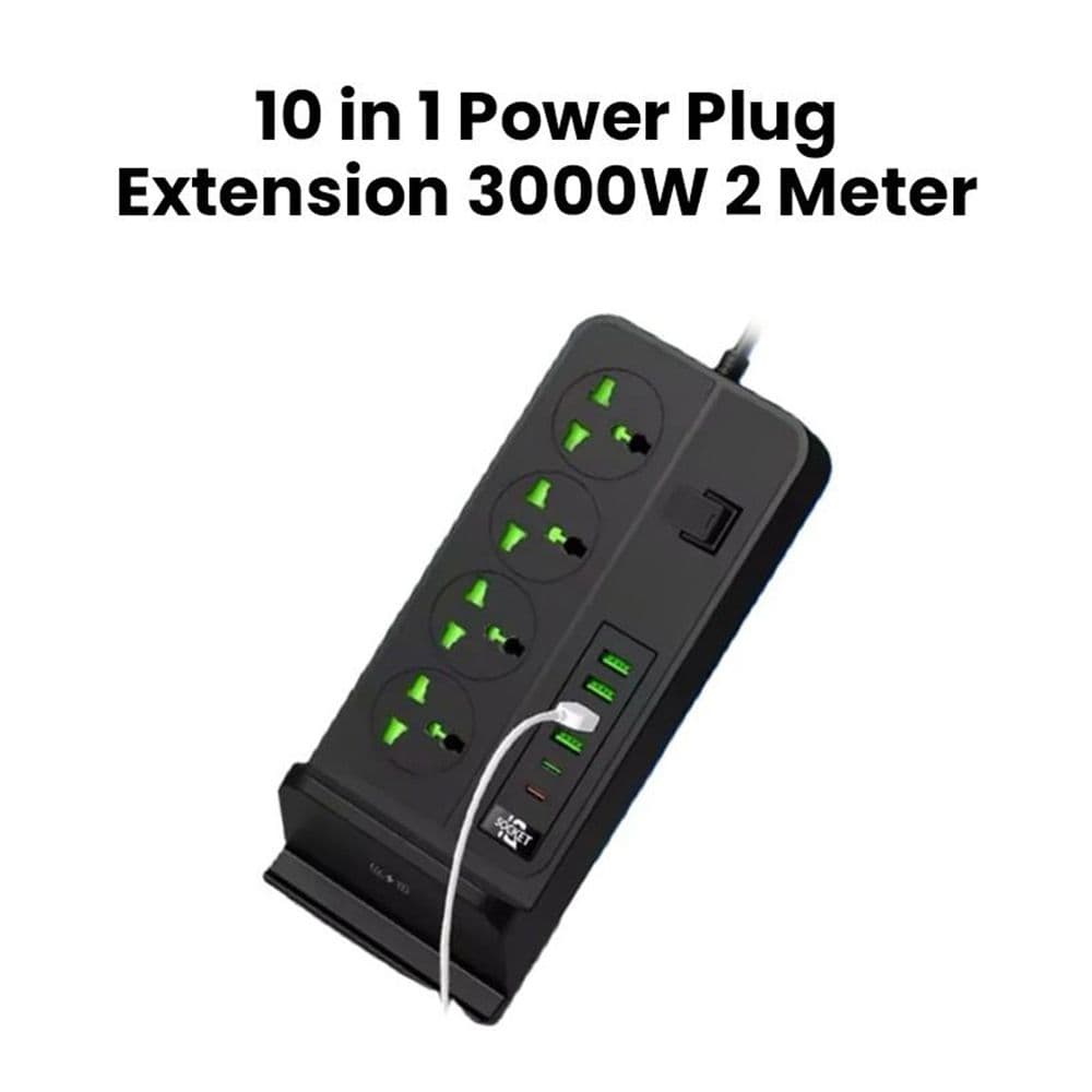 Heatz Zc614 10 In 1 Usb Power Plug 4 Usb 2 Pd 4 Socket