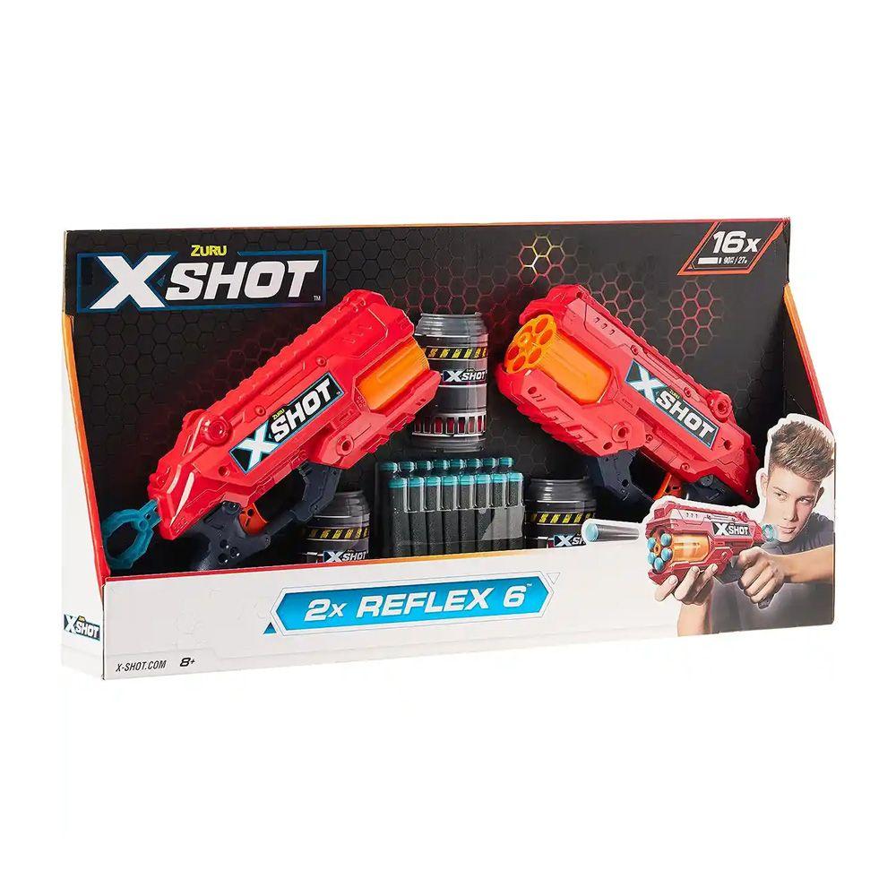 X-Shot - Excel - Reflex 6 Double Pack (2 Shooters, 3 Cans, 16 Darts)