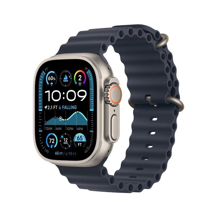 Apple Mx4D3Qa/A Watch Ultra 2 Gps + Cellular 49Mm Natural Titanium Case With Navy Ocean Band