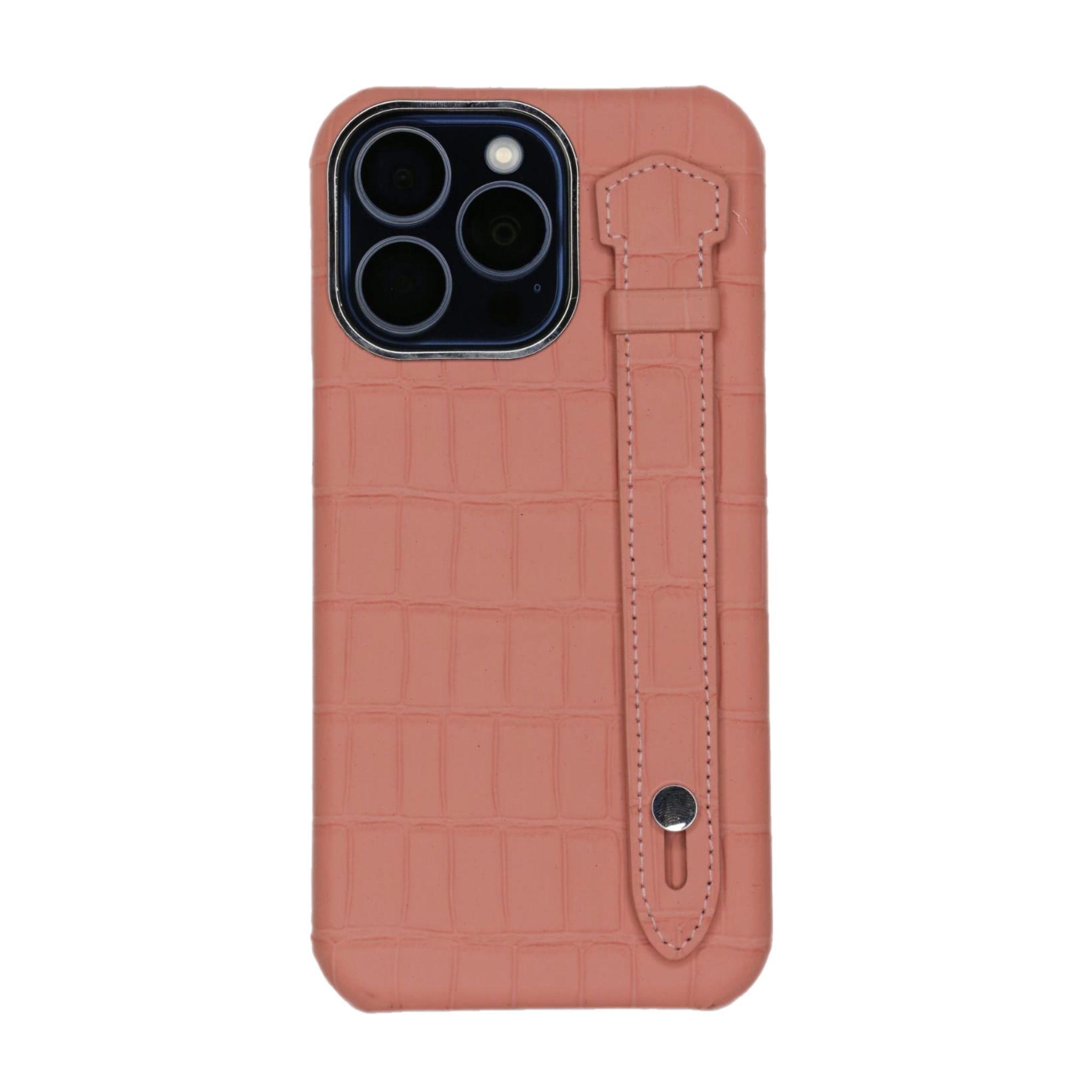 Gs Pink Cover Genuine Cow Leather With Side Strap- Iphone 14/ Iphone 13