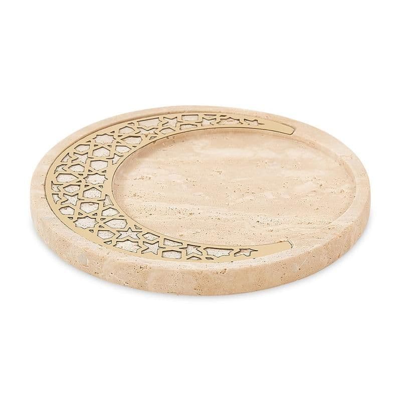 Dune Travertine Decorative Tray, Brown - 25Cm