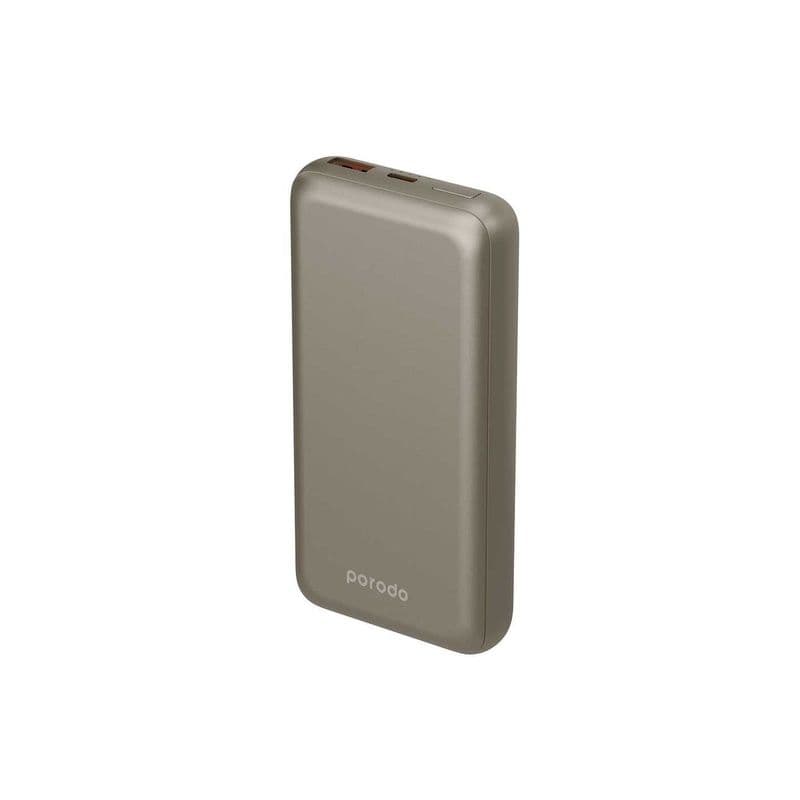 Porodo 20000Mah Aluminum Compact Power Bank Dual Output Charging Titanium