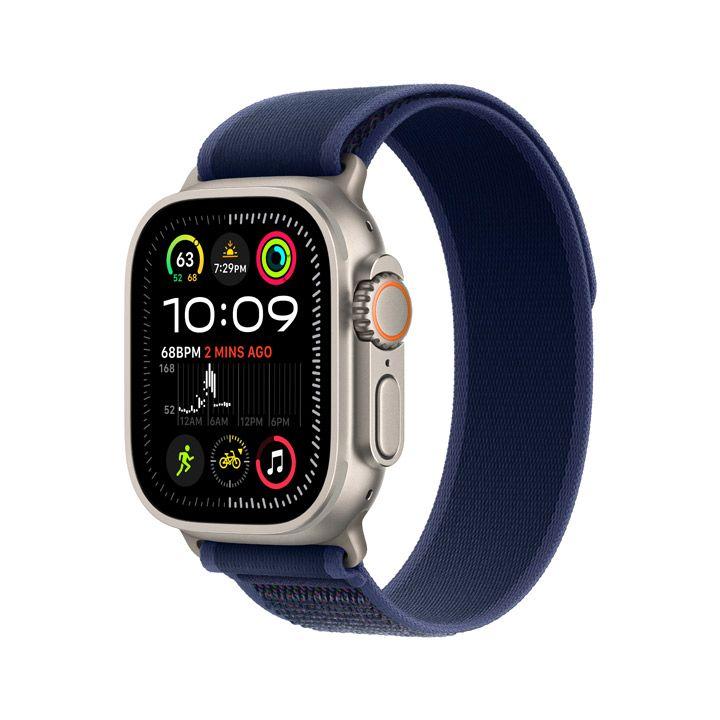 Apple Mx4L3Qa/A Watch Ultra 2 Gps + Cellular 49Mm Natural Titanium Case With Blue Trail Loop - M/L