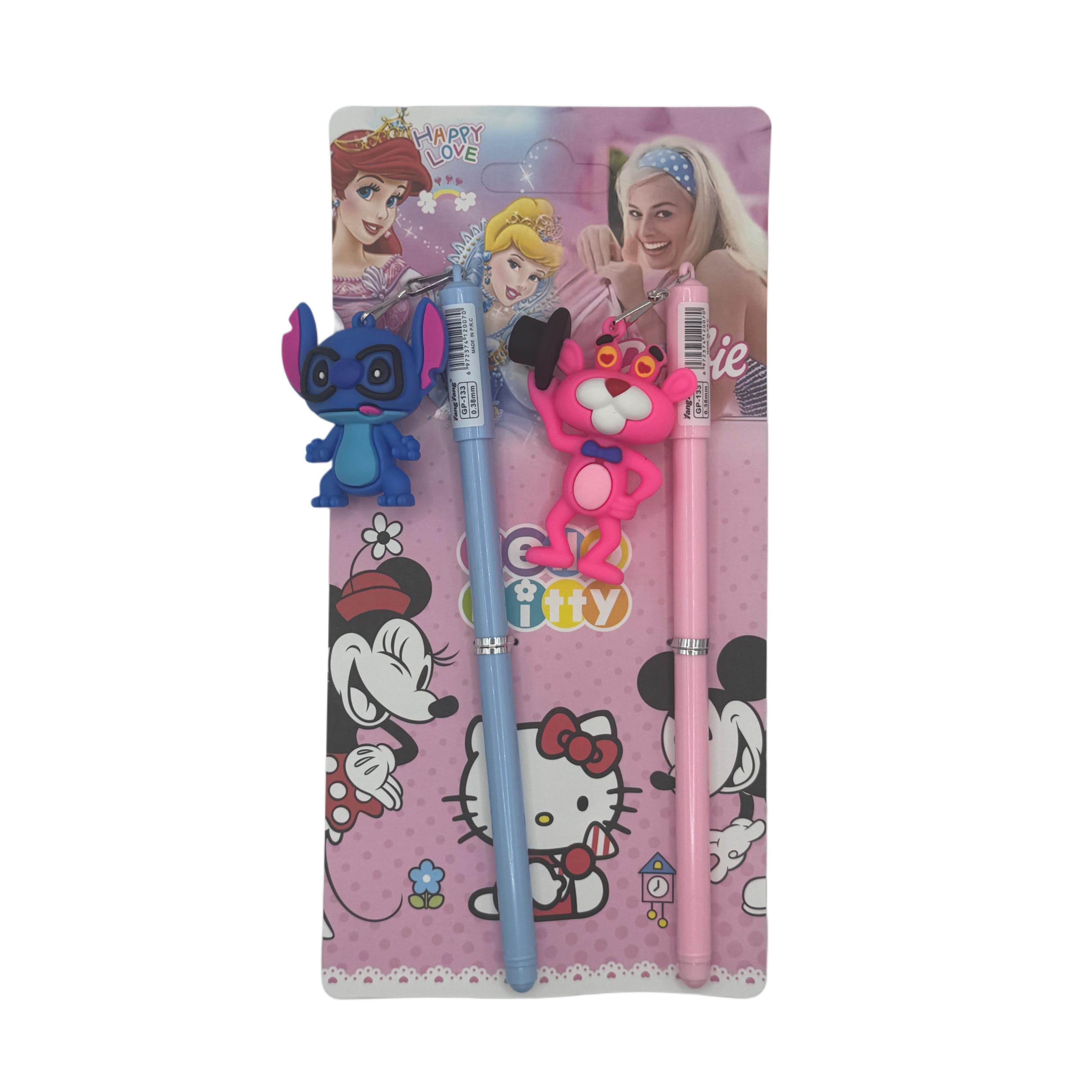 2Pcs Pen Set With Hanging Toys (Stitch & Pink Panther)
