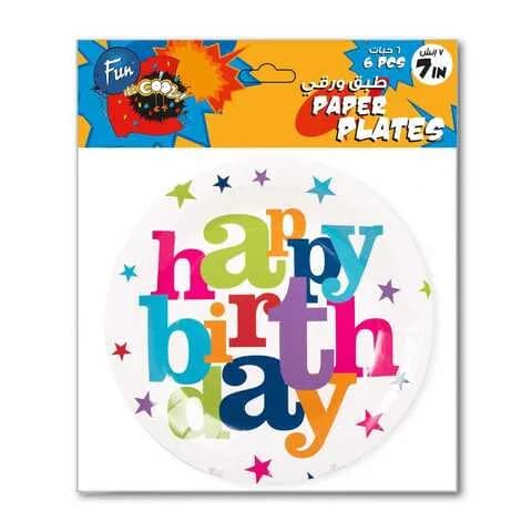 Fun Paper Plate 7In 6Pcs Happy Birthday