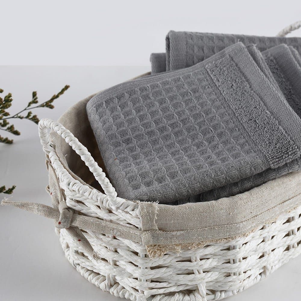 Spa Waffle Terry Reversible Face Towel, Grey Â€“ 500 Gsm, 30X30 Cm