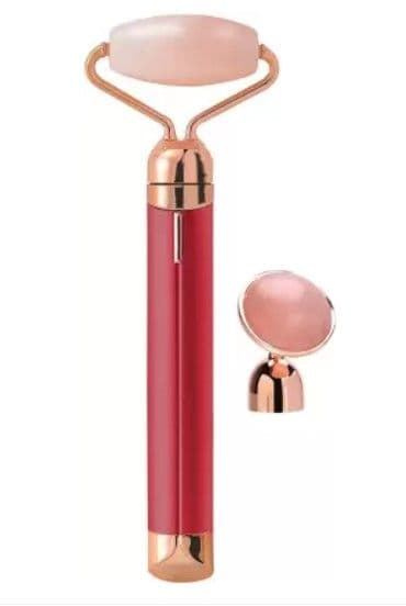 Genuine Rose Quartz Micro Vibrating Facial Roller & Massager 