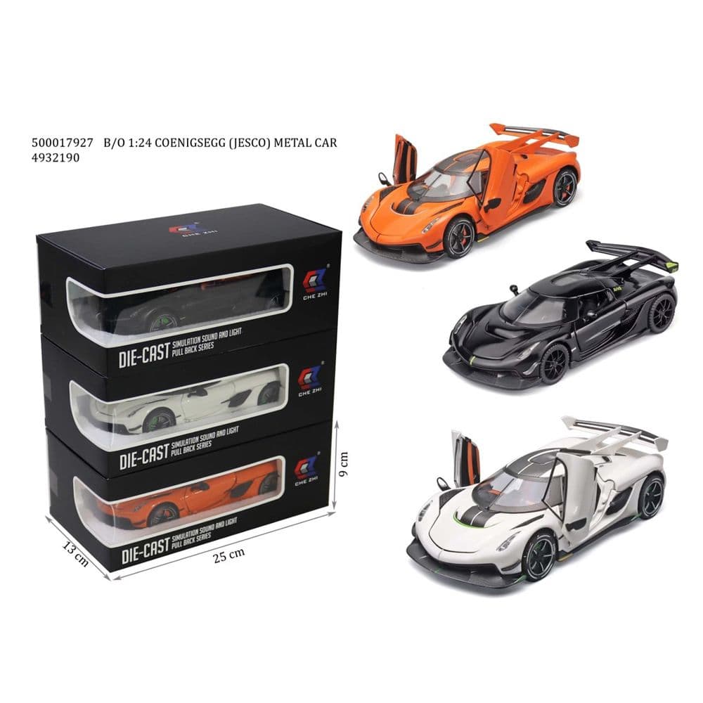 Die Cast Super Car 1.24 Sound And Light Pull Back Series White No.cz163 No.17477