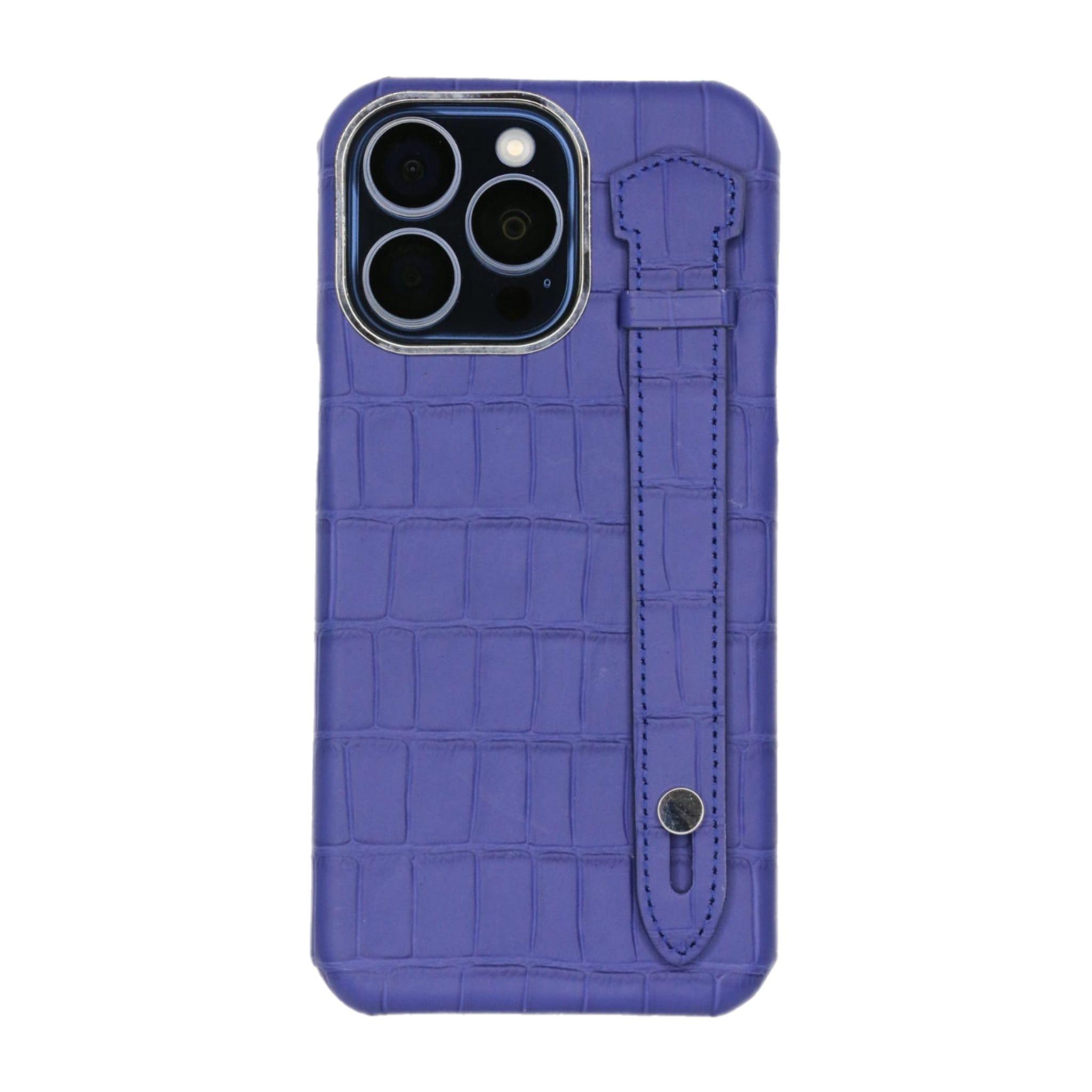 Gs Blue Cover Genuine Cow Leather With Side Strap- Iphone 14/ Iphone 13