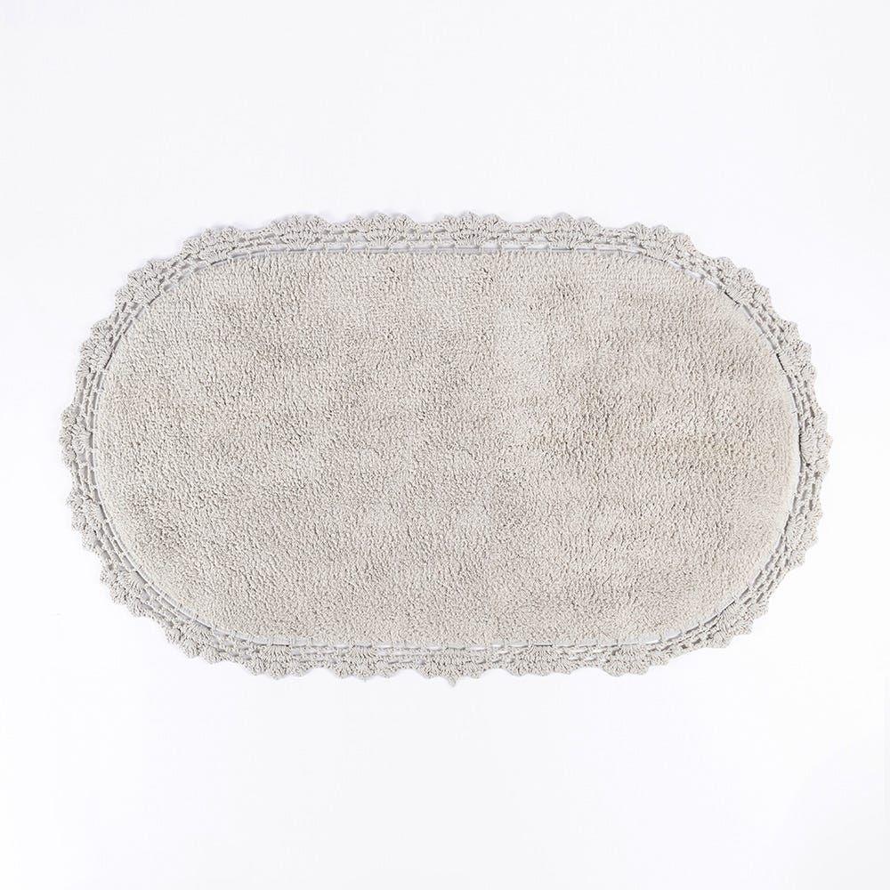 Oval Crochet Tufted Bathmat, Silver - 2100 Gsm, 50X90 Cm