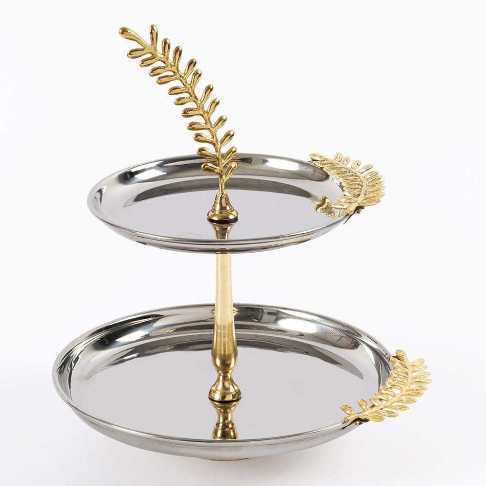 Royal 2-Tier Serving Stand, Silver & Gold - 20X25 Cm