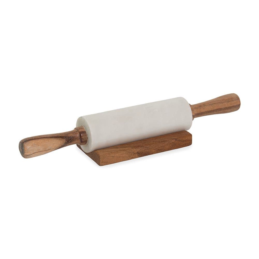 Lewis Marble Rolling Pin, White & Brown - 34Cm